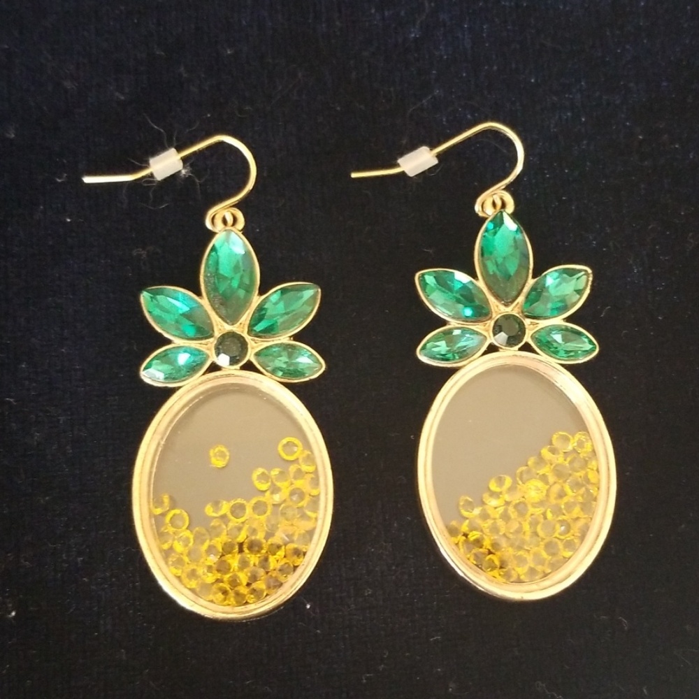 Tropical Pineapple Dangle Crystal Earrings